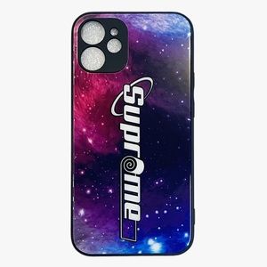New iPhone 12 mini case with a supreme logo on it and a Galaxy print